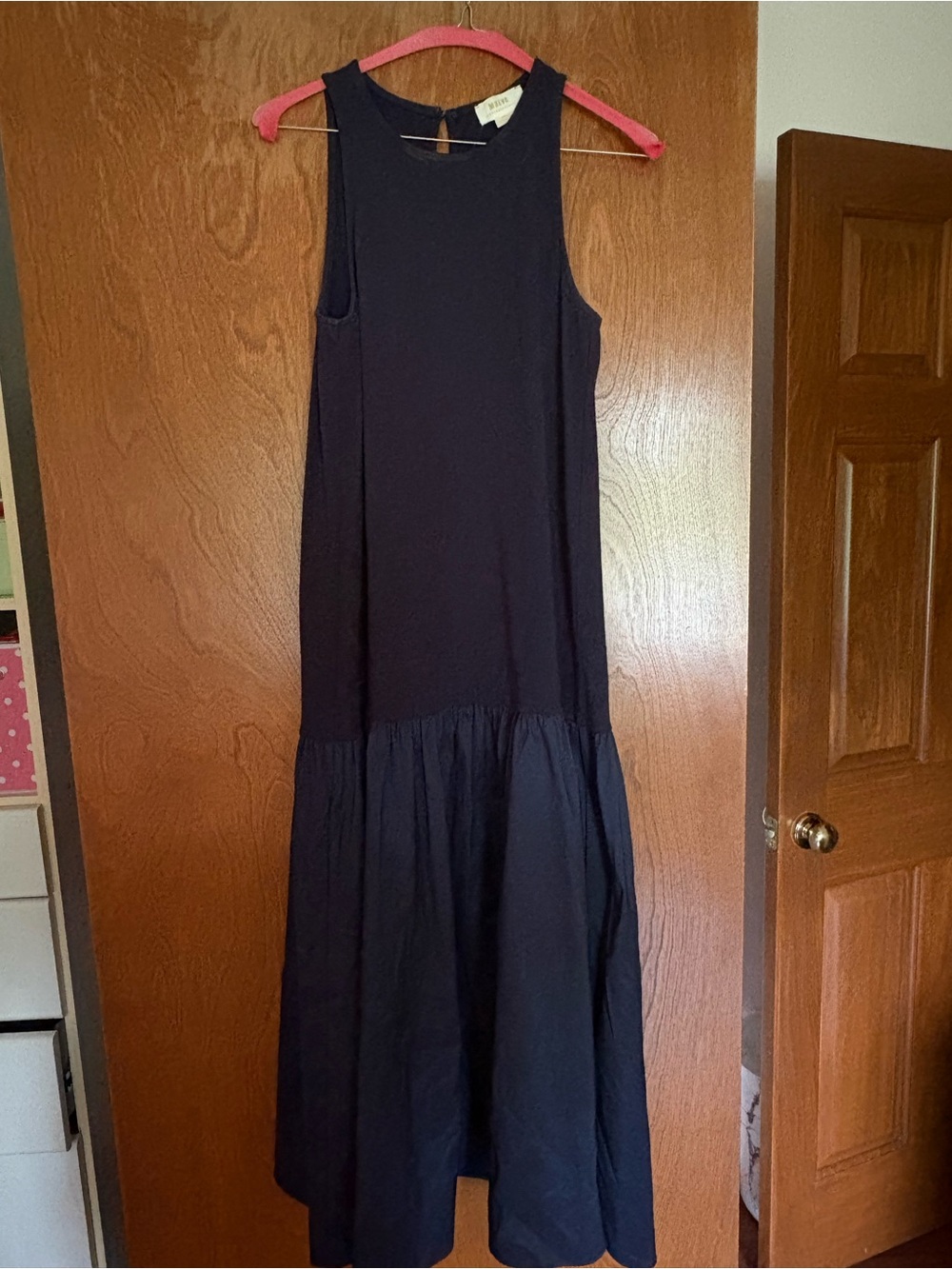 Anthropologie Maeve Navy Dress with Gold Label Accent - Picture 4 of 4